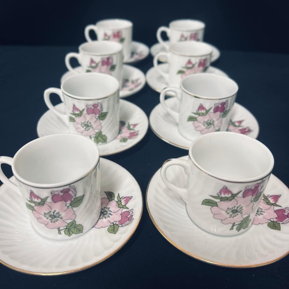 Set Of 8 Demitasse Espresso Cups And Saucers - Picture 6 of 12